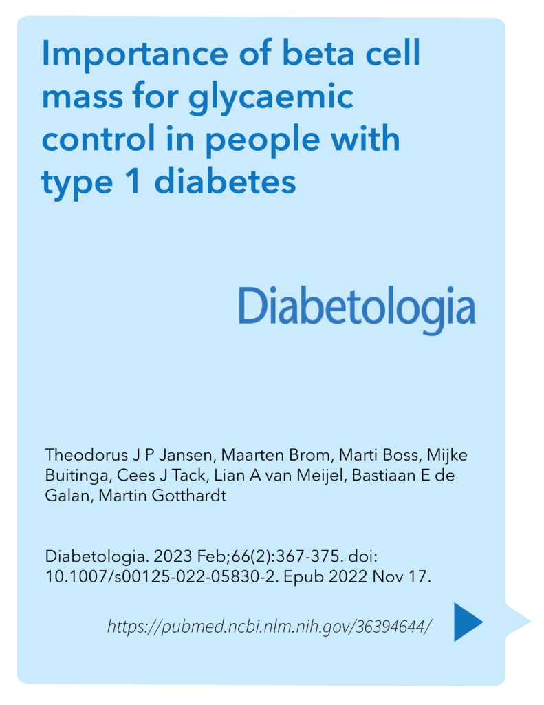 Importance of beta cell mass for glycaemic control in people with Type 1 diabetes