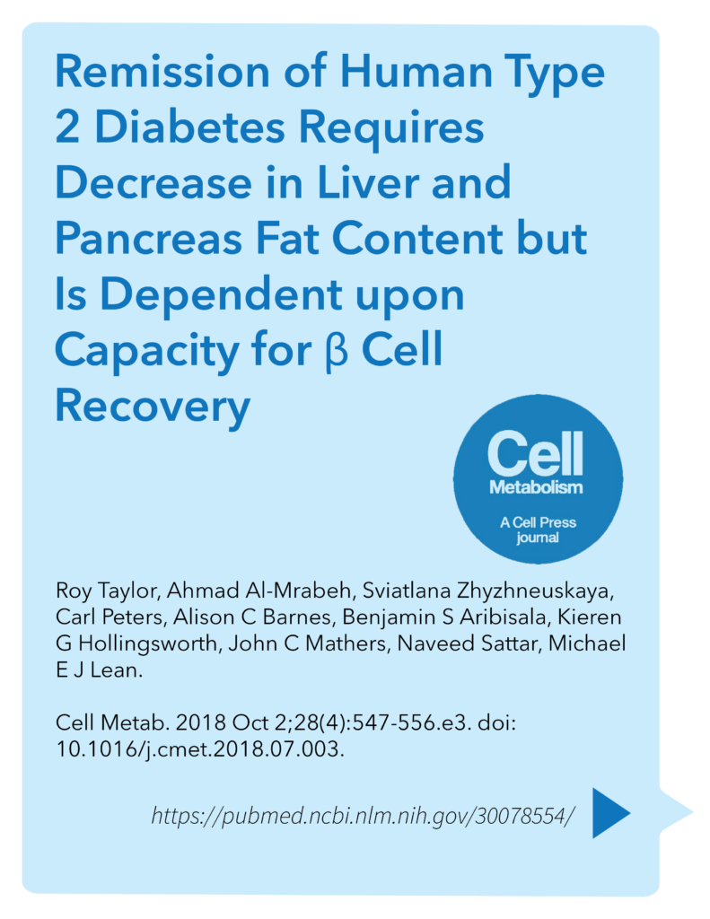 Remission of human Type 2 diabetes requires decrease on liver and pancreas fat content, but is dependent upon capacity for beta cell recovery