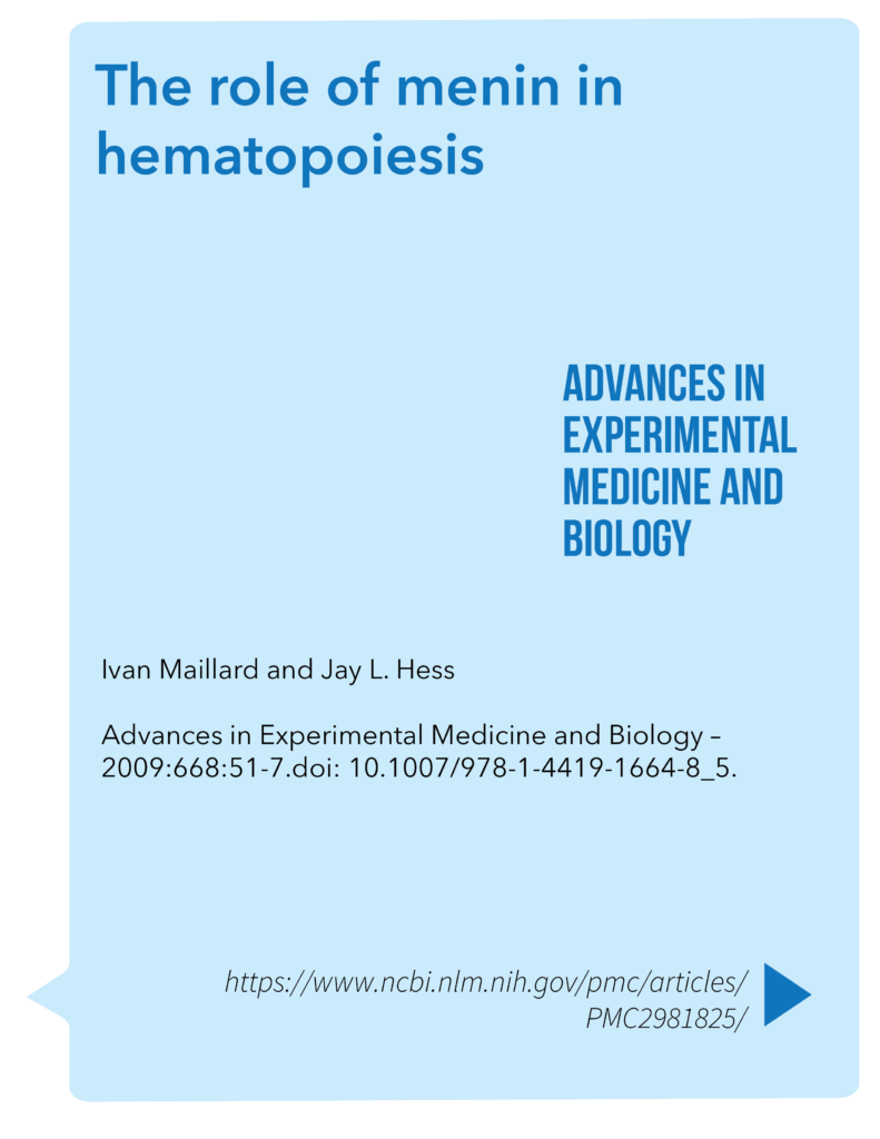 The role of menin in hematopoiesis