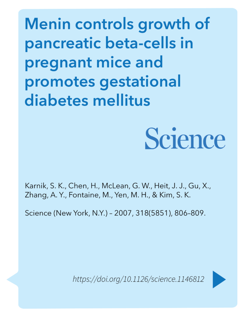 Menin controls growth of pancreatic beta-cells in pregnant mice and promotes gestational diabetes mellitus