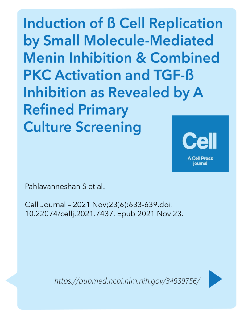 Induction of ß Cell Replication by Small Molecule-Mediated Menin Inhibition and Combined PKC Activation and TGF‑ß Inhibition as Revealed by A Refined Primary Culture Screening