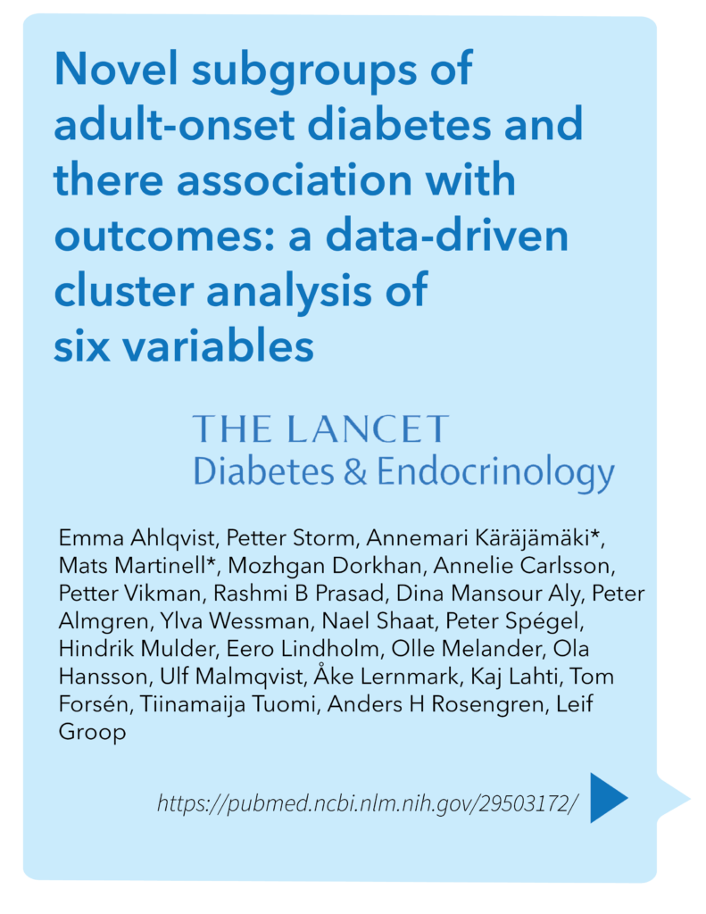 Novel subgroups of adult-onset diabetes and there association with outcomes: a data-driven cluster analysis of six variables