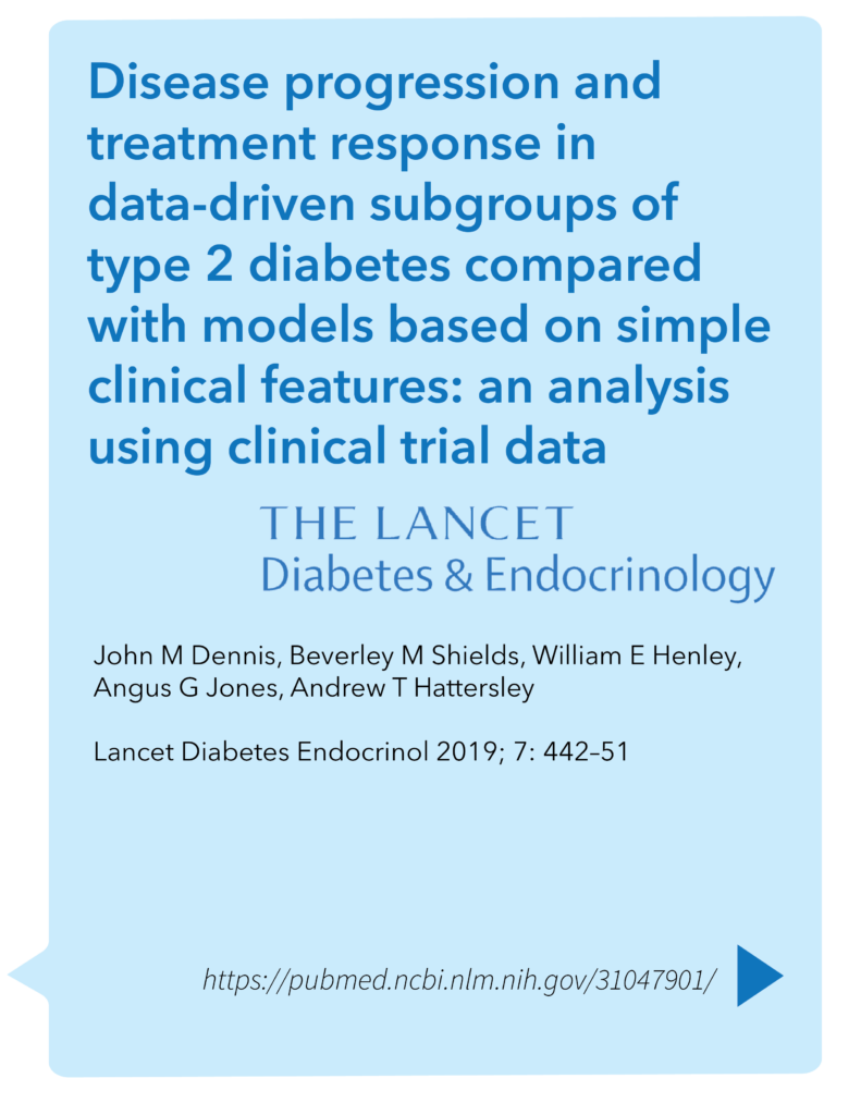 Disease progression and treatment response in data-driven subgroups of type 2 diabetes compared with models based on simple clinical features: an analysis using clinical trial data